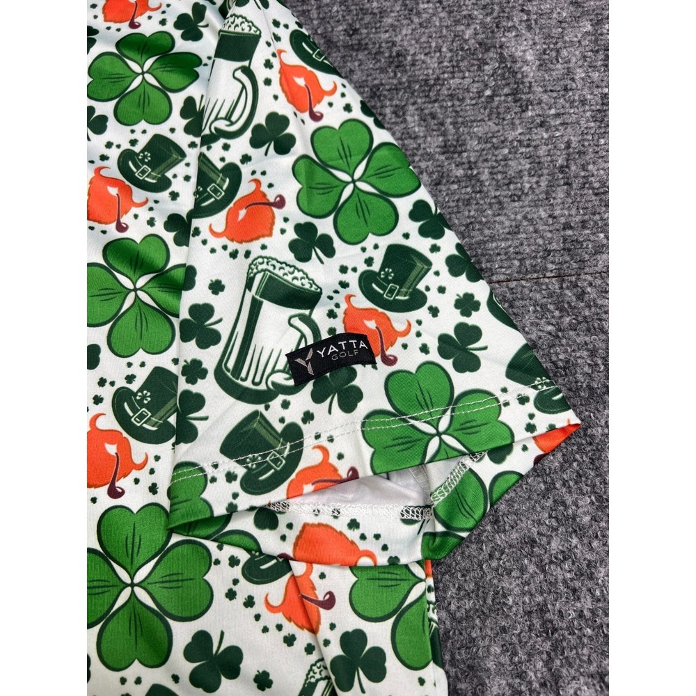 Yatta Golf Mens Large Leprechaun Luck Polo Shirt St Patricks Day‎ Green Clover - Picture 6 of 10